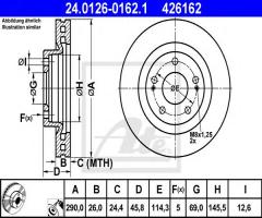 Ate 24.0126-0162 tarcza hamulc. mitsubishi grandis  04-10 przód, mitsubishi grandis (na_w)
