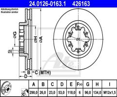 Ate 24.0126-0163 tarcza hamulc. nissan cabstar e  98-06 przód