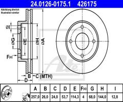Ate 24.0126-0175 tarcza hamulc. nissan nv200  10- przód, nissan nv200 evalia