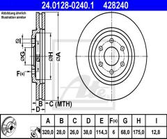Ate 24.0128-0240 tarcza hamulc. nissan navara  05- koła 17, nissan navara (d40)