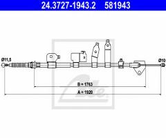 Ate 24.3727-1943 linka hamulca ręcznego toyota auris  07-12 pt