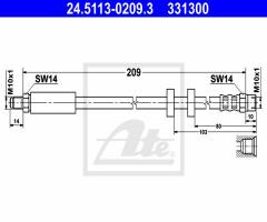 Ate 24.5113-0209 przewód hamulcowy gietki audi a6 quattro  94-97 t, audi 100 (4a, c4)