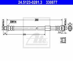 Ate 24.5123-0281 przewód hamulcowy giętki mercedes a-klasa  97-04, mercedes-benz clk (c208)