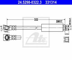 Ate 24.5298-0322 przewód hamulcowy giętki opel astra f 91-98 p