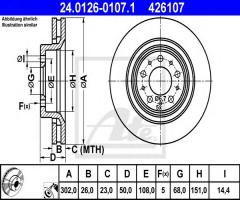 Ate 24.0126-0107 tarcza hamulcowa volvo s70,v70 97-00, volvo s70 (ls)