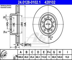 Ate 24.0128-0102 tarcza hamulcowa mercedes w126 85-91, mercedes-benz klasa s (w126)