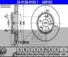 Ate 24.0128-0103 tarcza hamulcowa mercedes r129 sl-klasa 89-99, mercedes-benz 190 (w201)