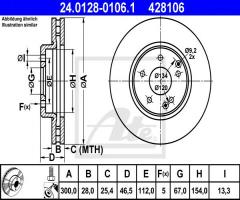 Ate 24.0128-0106 tarcza hamulcowa mercedes w210 e-klasa 95-02, chrysler crossfire