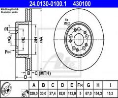 Ate 24.0130-0100 tarcza hamulcowa mercedes w140 s-klasa 91-98, mercedes-benz klasa s (w140)