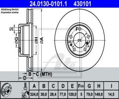 Ate 24.0130-0101 tarcza hamulcowa bmw 7 e38 94-01 740, bmw 7 (e32)