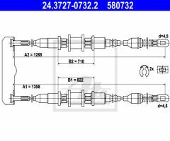 Ate 24.3727-0732 linka hamulca ręcznego opel astra f kombi 91-98