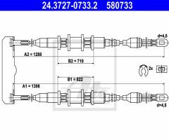 Ate 24.3727-0733 linka hamulca ręcznego opel vectra a 88-95 pt, opel vectra a hatchback (88_, 89_)