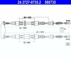 Ate 24.3727-0735 linka hamulca ręcznego opel astra f 91-98