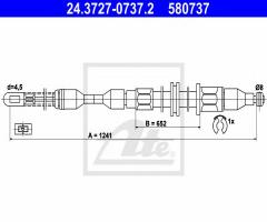 Ate 24.3727-0737 linka hamulca ręcznego opel corsa a 91-93 lewy t