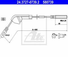 Ate 24.3727-0739 linka hamulca ręcznego opel vectra a 88-95 lewa, opel vectra a hatchback (88_, 89_)