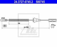 Ate 24.3727-0745 linka hamulca ręcznego opel vectra b 95-02 1,6, opel vectra b hatchback (38_)