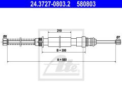 Ate 24.3727-0803 linka hamulca ręcznego peugeot 405 87-95 prawy ty, peugeot 405 i (15b)