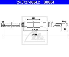 Ate 24.3727-0804 linka hamulca ręcznego peugeot 405 87-95 lewy tył, peugeot 405 i (15b)