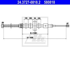 Ate 24.3727-0818 linka hamulca ręcznego peugeot 306 93-01 lt, peugeot 306 hatchback (7a, 7c, n3, n5)