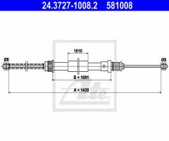 Ate 24.3727-1008 linka hamulca ręcznego renault clio 90-98, renault clio i (b/c57_, 5/357_)