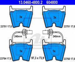 Ate 13.0460-4800 klocki hamulcowe vw phaeton 02- z czujnikiem, vw phaeton (3d_)