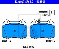 Ate 13.0460-4801 klocki hamulcowe seat leon 02-05 1,8t cupra przód, seat leon (1m1)