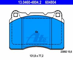 Ate 13.0460-4804 klocki hamulcowe volvo s60 r 2,5t awd 03-, renault megane iii coupe (dz0/1_)