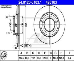 Ate 24.0120-0103 tarcza hamulcowa porsche 911 69-77 przód, porsche 911