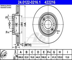 Ate 24.0122-0216 tarcza hamulcowa renault clio iii 05-, dacia logan pick-up (us_), nissan note (e11)