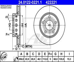 Ate 24.0122-0221 tarcza hamulcowa vw passat 4motion 00-05 tył, audi a4 (8d2, b5), vw passat (3b2)