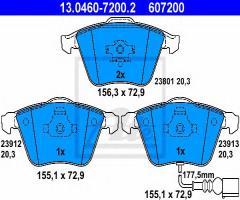 Ate 13.0460-7200 klocki hamulcowe vw passat 05- z czujnikiem, audi a3 (8p1), seat leon (1p1)