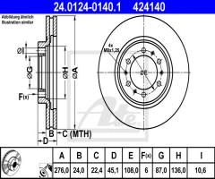 Ate 24.0124-0140 tarcza hamulcowa mitsubishi pajero 90-00