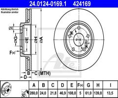 Ate 24.0124-0169 tarcza hamulcowa renault laguna 01-07, renault laguna ii (bg0/1_)