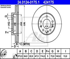 Ate 24.0124-0175 tarcza hamulcowa mazda 6 02-07 1,8, mazda 626 v station wagon (gw)