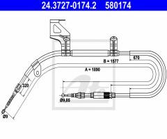 Ate 24.3727-0174 linka hamulca ręcznego vw passat 96-05 lewy tył, vw passat (3b2)