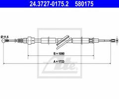 Ate 24.3727-0175 linka hamulca ręcznego vw golf iv 98-03 4motion, audi a3 (8l1)