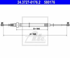 Ate 24.3727-0176 linka hamulca ręcznego vw polo 01-09, seat ibiza iv (6l1), skoda fabia (6y2)