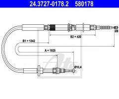 Ate 24.3727-0178 linka hamulca ręcznego audi a6 quattro 97-05, audi a6 (4b2, c5)