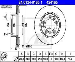 Ate 24.0124-0165 tarcza hamulcowa porsche boxster 96-04, porsche boxster (986)