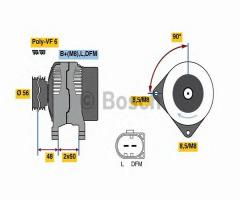 Bosch 0986081230 alternator 12v, skoda superb (3t4), vw passat (362)