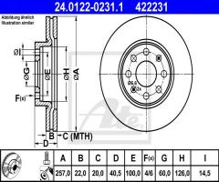 Ate 24.0122-0231 tarcza hamulcowa fiat grande punto 05-, fiat punto evo (199), opel corsa d