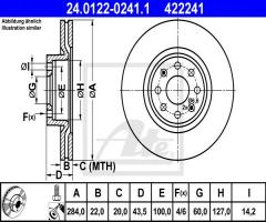 Ate 24.0122-0241 tarcza hamulcowa fiat grande punto 05-, fiat grande punto (199), opel corsa d van