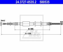 Ate 24.3727-0535 linka hamulca ręcznego fiat brava 95-01 prawa, fiat brava (182)