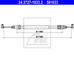 Ate 24.3727-1033 linka hamulca ręcznego renault laguna 93-01, renault laguna i (b56_, 556_)