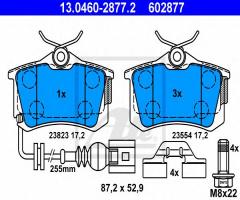 Ate 13.0460-2877 klocki hamulcowe vw polo 01- tył z czujnikiem, seat ibiza iv (6l1)