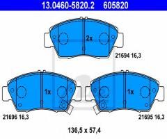 Ate 13.0460-5820 klocki hamulcowe honda civic 94-05 z akustycznym czujnikiem zużycia