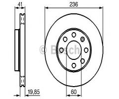Bosch 0986478192 tarcza hamulc. opel astra  91-00, vectra -95, chevrolet aveo sedan (t250, t255)