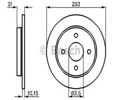 Bosch 0986478344 tarcza hamulc. ford focus 98-04 tył, ford sierra hatchback (gbc, gbg)