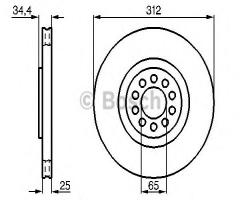 Bosch 0986478467 tarcza hamulc. vw bora  98-04 2,3v5 - 2,8v6, audi a3 (8l1), seat toledo ii (1m2)