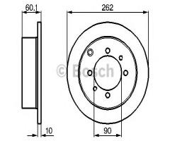 Bosch 0986478655 tarcza hamulc. mitsubishi galant  92-03 tył, hyundai santamo, kia joice